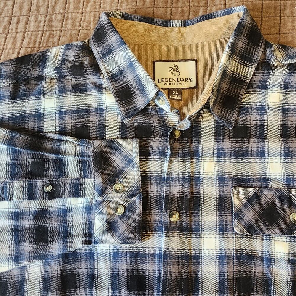 Legendary Whitetails Men's Buck Camp Flannel Blue Plaid Size XL NWT Comfy Cozy